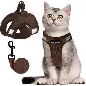 Cat Harness, Cat Leash and Harness Set for Walking Escape Proof, Harness for Small Cats/Small Dogs, Large Kitten/Puppy Harness and Leash, Harness for Cats S-XXL(Chocolate, Small)