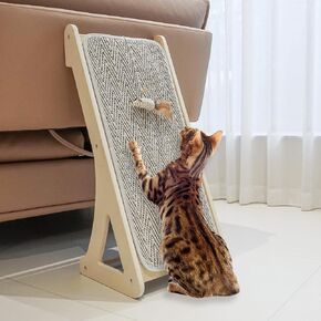 Petkaray Cat Scratcher ، Sisal Cat Scratfer Ramp ، L شكل خدش من أجل Kitty الداخلي ، واقي أثاث الجدران 27 "مع لعبة الماوس