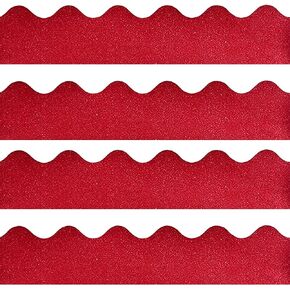 30 Pcs 13 Inches Glitter Bulletin Board Borders Wide Scalloped Border Trim Classroom Wall Holiday Borders for School Party Wall Red in Kuwait