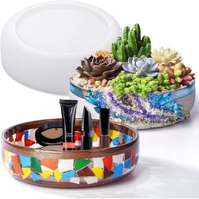LET'S RESIN Large Epoxy Molds, 8'' for Succulent Pot, Round Silicone Molds for Casting Resin, Plaster, Concrete Cement, DIY Jewelry, Makeup Storage Container, Flower Plant Pots