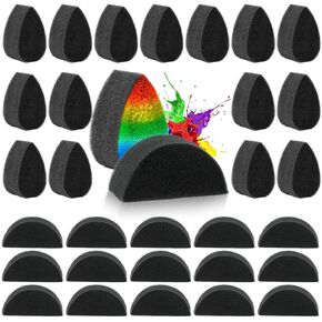 30 PCS Face Paint Sponges ، إسفنجات سوداء عالية الكثافة للعمل الفني ولوحة الجسم ، رائعة كمكياج لحفلات الهالوين (شكل قطرة+نصف دائري)