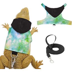 Bearded Dragon Lizard Hoodie Leash Suit Reptile pet Outdoor Chest Harness Chameleon Squirrel Leash Hooded Clothes Suitable for Bearded Dragon Lizard Reptiles（Red hat） in Kuwait