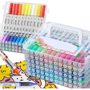 72 Colors Acrylic Paint Pens, Non-pumping Water-Based Ink, Brush Fine Tip Acrylic Paint Markers for Rock Painting, Canvas, Wood, Glass, Ceramic, Fabric, Acrylic Paint Markers Set for Painting Supplies