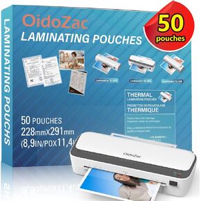 Laminator and Pouch Bundle, A4/Letter Size Thermal Laminator 2 Temperature Modes 3 Cutters Built-in Paper Trimmer, White
