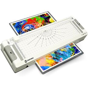 4-in-1 Office Lalinator-آلة التصفيح متعددة الاستخدامات-مع لكمة ثنائية الفتحات ، لطف الورق المستقيم ، آلة قطع الزاوية الدائرية والتصفيح الساخن لمدرسة المكتب المنزلي