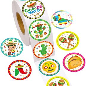 500pcs ملصقات Fiesta للأطفال Cinco de Mayo Meocan Roll Sticker Party Decoritations