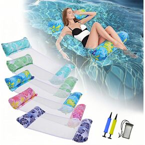 Inflatable Pool Floats Adult，5 Pack Multi-Purpose Pool Float Water Hammock，Pool Float Chair-Swimming Pool Raft，Pool Hammock Floaties for Adults Beach Vacation Essentials