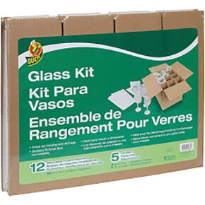 Duck Brand Glass Kit, 5 Corrugate Dividers with 12 Foam Pouches Fits in 16 in. x 12 in. x 12 in. Box (Box Not Included)