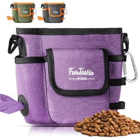 Dog Treat Pouch with Quick-Release Magnetic Closure, 4.5 Cup Capacity and 3-Way Wear Treat Bags, 900D Waterproof Fabric, 4 Storage Spaces, Fanny Bag for Dog Training & Walking (Purple)