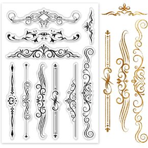 GLOBLELAND Sewing Thread Clear Stamp Stitch Border Silicone Clear Stamp Pattern Lines Stripe Seals for DIY Scrapbooking Journals Decorative Cards Making Photo Album Decorative