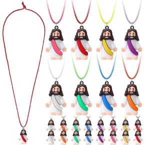BEMEMO 24 PCS Little يسوع شخصيات قلادات التصميم الأصلي مصغرة من المطاط يسوع شخصيات لإخفاء بيض عيد الفصح والبحث عن حزب ديني هدايا المعمودية الأحد ، 8 لون