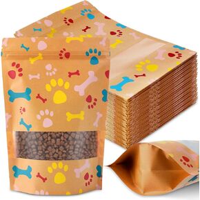 200 PCS PAW Dog Acags by Puppy's 6.3 "× 9.06" حقائب هدايا PAW قابلة للاستمتاع بالوقوف كرافت الورقية الأبقار لمباعاة الكلاب ، مواد آمنة من الطعام (بني)