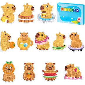 Edaozkend Capybara Diamond Art Kits - 12 Capybara 5D DIY Creative Art Craft Mosaic Sticker for Kids & Care Paint Craft Digital Divital Parent Activit