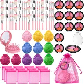 12 مجموعة من مواليد الحفلات الخاصة بـ Kids Spa للفتيات ، مجموعة مكياج للفتيات ، Sleepover Makeup Birthday Party Supplies For Toddler (Pink)