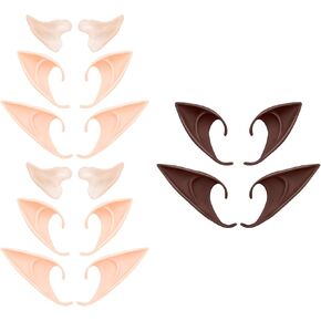 6 أزواج لون البشرة و 2 زوجان من الأذنين القزم البني - Cosplay Fairy Pixie Elf Ears Soft Pointed Ears Tips Anime Party Up Assume Makeup Acquerade Assistories Halween Elven Vampire Fairy Ears