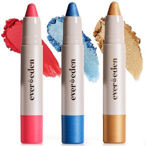 Evereden Kids Fantasy Face Clayon Trio: Makeup Kids Kids و Multi -Gufform Face و Eye و Lip Crayon - مكياج نظيف كريمي للأطفال - نبات نباتي ونظيف للأطفال - آمن للبشرة الحساسة