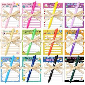 Marspark 36 Sets 4th of July Sticky Notes with Pen and Ribbon Independence Day Notepads Bulk Patriotic Note Pads Red White Blue Star Memo Pads Memorial Day Favors for Home Classroom Gifts Supplies