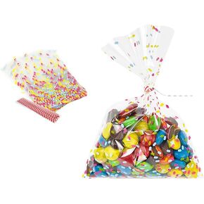EKAPACKAGING Sprinkle Print 4x6 Inches 50 Pcs Twist Ties Cellophane Bags Gift Bulk Chrstmas Treat Bag Party Favor Snack Food Packaging Kids Goodie Cello Wrapping For Cookie