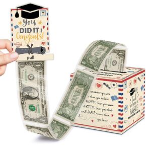 Cidobi Greaduation Money Box for Cash Gift ، 5 × 5 بوصات ، 35 كيس بلاستيكي ، هدية سحب صندوق للتخرج من الكلية والثانوية في المدرسة الثانوية