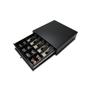 APG Standard- Duty 16 "Electronic Point of Sale Cash Drailer | Vasario Series VB320-BL1616-B10 | متوافق مع الطابعة | البلاستيك حتى 5 مقصورات بول