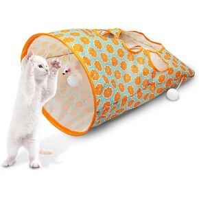 أكياس نفق Cat Andiker للقطط الداخلية ، و 13 × 17 × 12 بوصة قابلة للطي حقيبة تجعيد مع 3 كرات أفخم بيضاء و 1 فأر 5 ثقوب للهطة للاختباء وتصطاد 3 طبقات القط (الطيور)