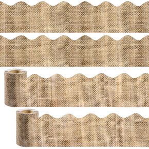 Burlap Bulletin Board Borders, Bulletin Board Decorations, 72Ft Burlap Scalloped Rolled Border Trim for Teacher School Supplies Back to School Classroom Decorations, 2 Rolls