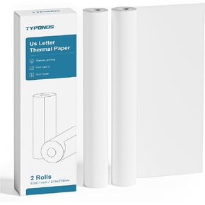 D820 ورقة طابعة حرارية 8.5 × 11 بوصة ، لفة الورق الحراري المستمر ، ورقة طباعة حجم الحرف الأمريكية متوافقة مع طابعة محمولة D820 ، 2 لفات