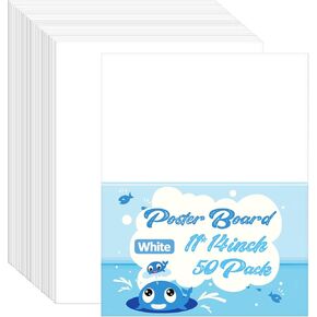 LOTMER 50 Pack Poster Boards, 11 x 14 Inch White Poster Boards Heavyweight Poster Board Blank Poster Paper for Vision Boards Crafts Projects School Supplies Presentations Drawing Scrapbooking