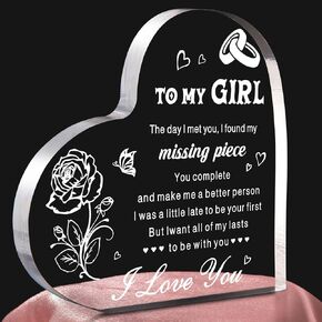 هدايا لصديقتها ، ذكرى عيد ميلاد هدايا لطيفة للنساء gf لها ، أحبك هدية رومانسية 4.7 "x 4.7" لوحة القلب الأكريليك