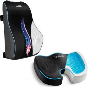 ComfiLife Lumbar Pillow + Gel Enhanced Seat Cushion Bundle – Office Chair Cushion – Lumbar Support Pillow – Car Seat Cushion – Improves Posture Help Back Pain Relief