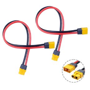 XT60 Extension Cable 12AWG Amass XT60H Male to Female Adapter Connector Converter Plug 30CM Soft Cable Wire for RC Lipo Battery（2PCS ）