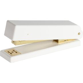Blu Monaco White and Gold Stapler - Act Desk Accessor مع آلية معدنية سلسة - إمدادات أنيقة للمكاتب الذهبية للمنزل والمدرسة والعمل - الأساسيات البيضاء الجمالية للمكاتب الحديثة