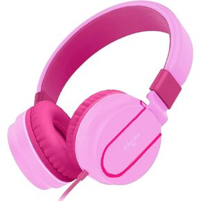 ELECDER i36 Kids Headphones Children Girls Boys Teens Foldable Adjustable On Ear Headphones 3.5mm Jack Compatible Cellphones Computer Kindle MP3/4 School Tablet Pink/Rose