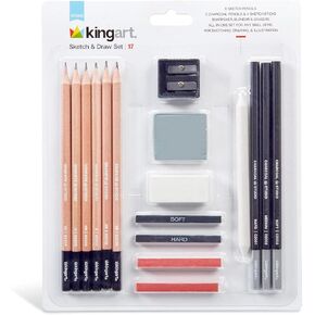 Kingart® Studio Sketch and Drawing Art Pencil Kit ، مجموعة من 17
