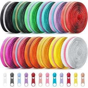 Solsew 36 Yards 12 Pcs Colourful Zippers for Sewing #5 Nylon Contrasting Colors Assorted Zipper by The Yard with 120 Sliders for Women Men DIY Tailor Bag Garment Crafts Supplies