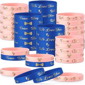 60 قطعة بين الجنسين تكشف الأساور ، معصم Team Boy Silicone و Team Girl Rubber Bracelets for Gender Coans Ideas Party Supplies Decorations (الأسلوب الكلاسيكي)