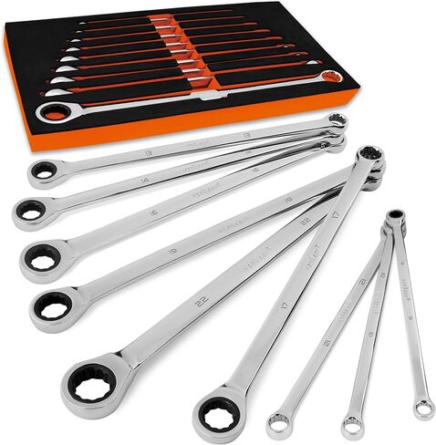 HORUSDY 9-Pece Metric Offset Box Wrench Set with Rolling Pouch, 75-Degree, Metric 6-24mm, CR-V Steel in Kuwait