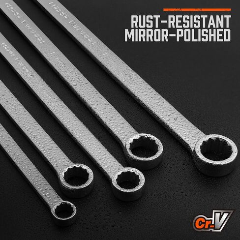 HORUSDY 9-Pece Metric Offset Box Wrench Set with Rolling Pouch, 75-Degree, Metric 6-24mm, CR-V Steel in Kuwait