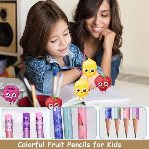 120 قطعة من أقلام الرصاص المعطرة للأطفال بقلصات معطرة مع محايات فاكهة HB Graphite Pencil لإلغاء موازم حفلات القرطاسية المدارس in Kuwait
