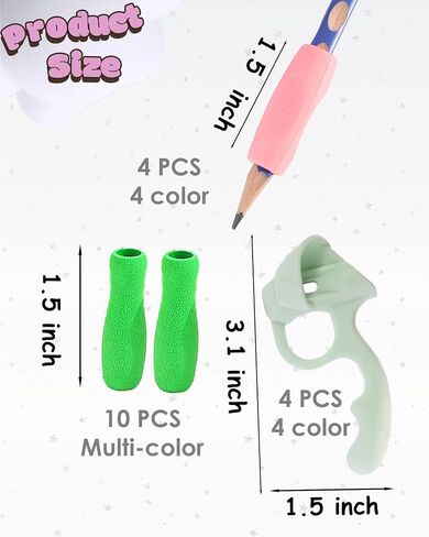 18 Pack Pency Grips for Kids Handliting ، تصحيح وضع القابض للقلم الرصاص لموقف الموقف لتدريب ما قبل المدرسة ، أداة مساعدة في كتابة القلم لطلاب الأطفال في مرحلة ما قبل المدرسة (18 مساءً متعدد الألوان) in Kuwait