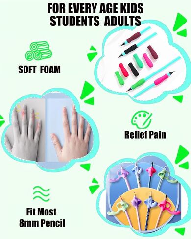 18 Pack Pency Grips for Kids Handliting ، تصحيح وضع القابض للقلم الرصاص لموقف الموقف لتدريب ما قبل المدرسة ، أداة مساعدة في كتابة القلم لطلاب الأطفال في مرحلة ما قبل المدرسة (18 مساءً متعدد الألوان) in Kuwait