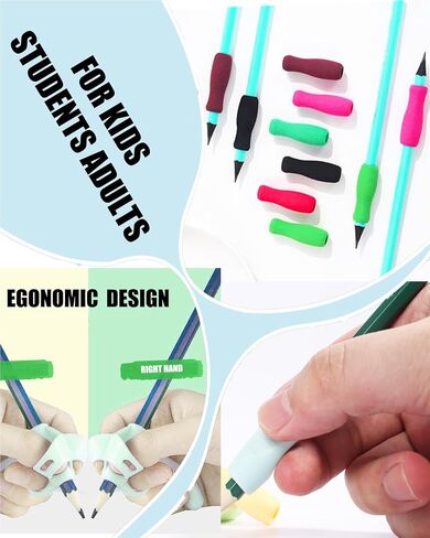 18 Pack Pency Grips for Kids Handliting ، تصحيح وضع القابض للقلم الرصاص لموقف الموقف لتدريب ما قبل المدرسة ، أداة مساعدة في كتابة القلم لطلاب الأطفال في مرحلة ما قبل المدرسة (18 مساءً متعدد الألوان) in Kuwait