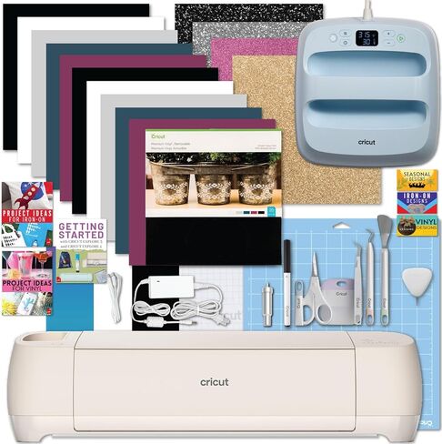 CRICUT Explore 4 with Easy Press 3 Machine and Iron -On Combo Bundle - Craft Machine and Heat Press Combo و Cricut Machine Kit للمبتدئين والهدايا والملابس DIY وحقائب الحمل ومواد HTV in Saudi Arabia