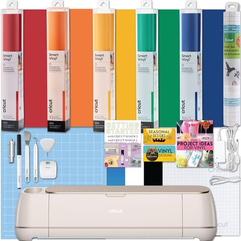 آلة Cricut Maker 4 مع حزمة فينيل وحزمة- آلة قطع حرفية صديقة للمبتدئين مع مواد أساسية ، ومشاريع ديكور متنوعة فينيل فينيل ، والملابس والشارات in Saudi Arabia
