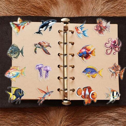 50pcs Marine Organism Transparent PET Stickers for Journaling Supplies, Lovely Sea Fish Sticker for Scrapbooking, Aesthetic Sea Animals Decor for Junk Journal Bullet Journals (SEA-PET) in Saudi Arabia