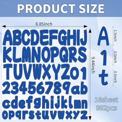 Letter Stickers 1.5 Inch,16 Sheets Alphabet Stickers,Vinyl Self Adhesive Waterproof Scrapbook Letter Stickers,for Notebook,Labels,Scrapbooking Crafts,DIY Crafts Art Making（Dark Blue） in Saudi Arabia