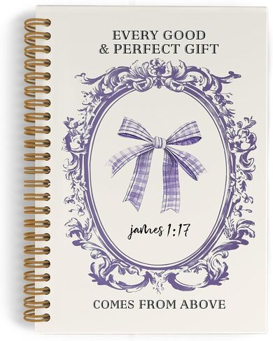 Blue Bow Christian Spiral Notebook for Women, Coquette Bible Journal Notebook for School Work, Bible Notebooks for Note Taking, James 1:17 Office Supplies Gifts for Women Girls, 5.5x8.3 Inch in Kuwait