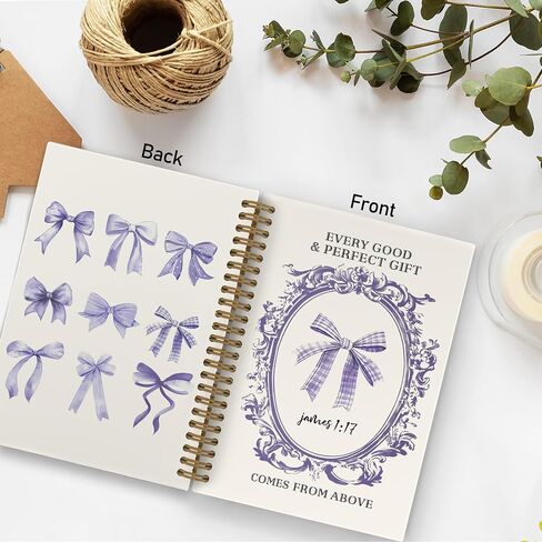 Blue Bow Christian Spiral Notebook for Women, Coquette Bible Journal Notebook for School Work, Bible Notebooks for Note Taking, James 1:17 Office Supplies Gifts for Women Girls, 5.5x8.3 Inch in Kuwait