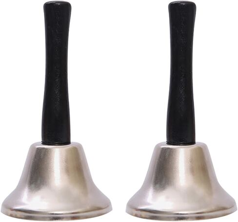 2 Pcs Hand Call Bells Super Loud Bells Hand Held Bells Classroom Ringing Bells Metal Handheld Bells with Plastic Handle Silver in Saudi Arabia