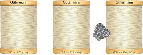Gutermann Natural Cotton Thread (876yd/800m Each) 3-Pack Bundle with 3 Bella's Crafts Needle Threaders (Egg White-919) in Saudi Arabia